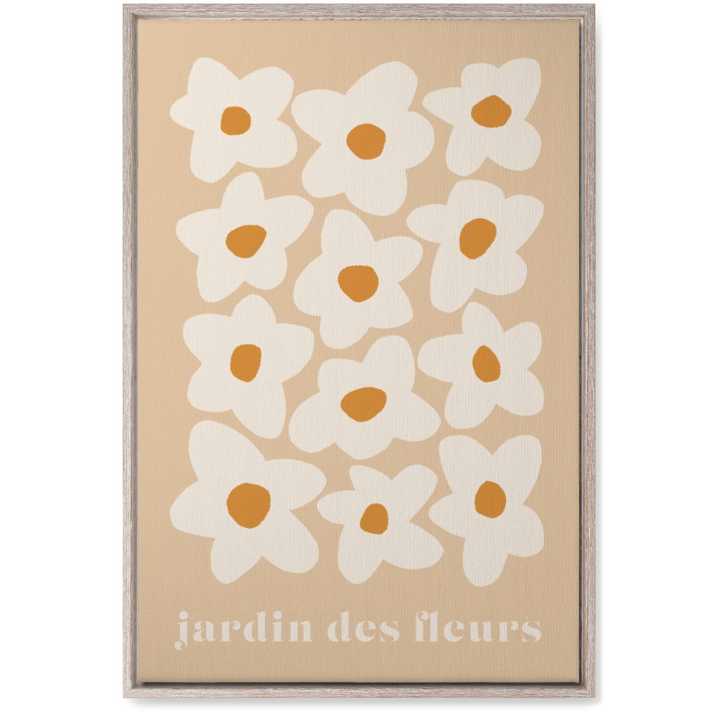 Botanical Graphic Retro Flower Garden Wall Art, Rustic, Single piece, Canvas, 20x30, Beige, Sand