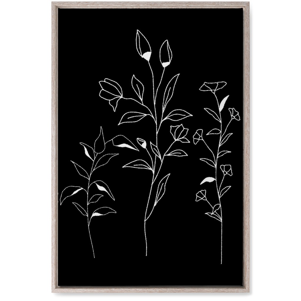 Wildflower Botanical - Black and White Wall Art, Rustic, Single piece, Canvas, 20x30, Black