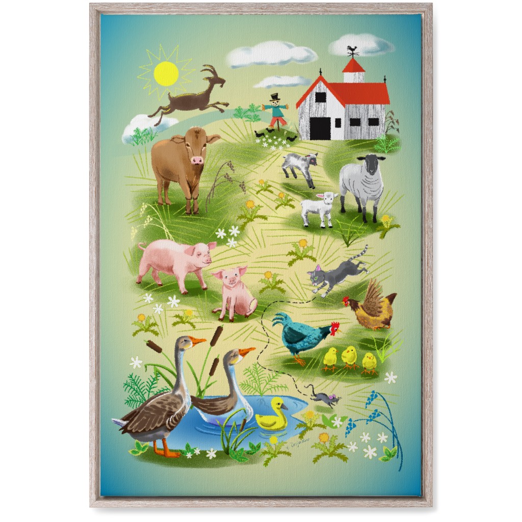 Animals on the Farm - Multi Wall Art, Rustic, Single piece, Canvas, 20x30, Multicolor