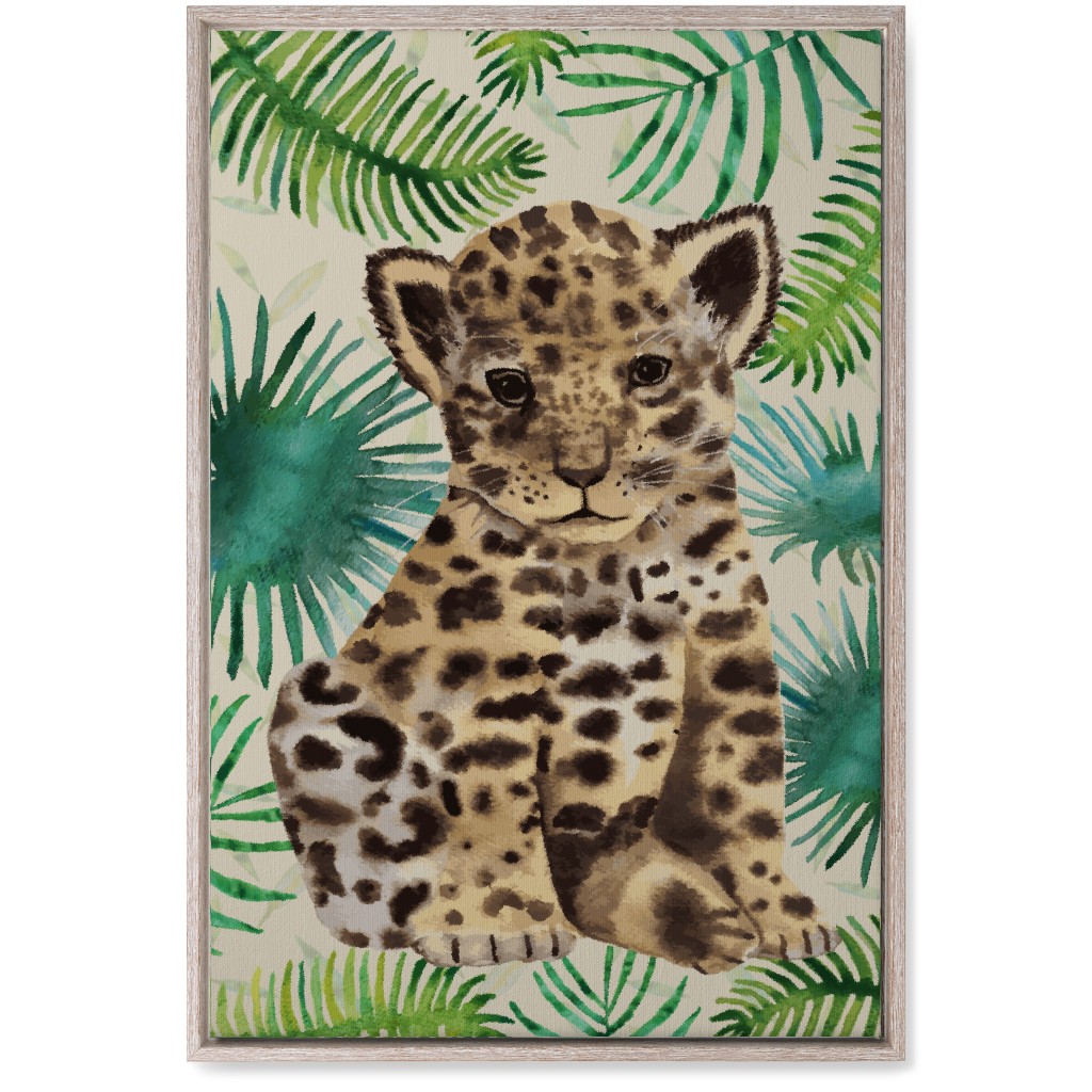 Baby Leopard Portrait Wall Art, Rustic, Single piece, Canvas, 20x30, Brown