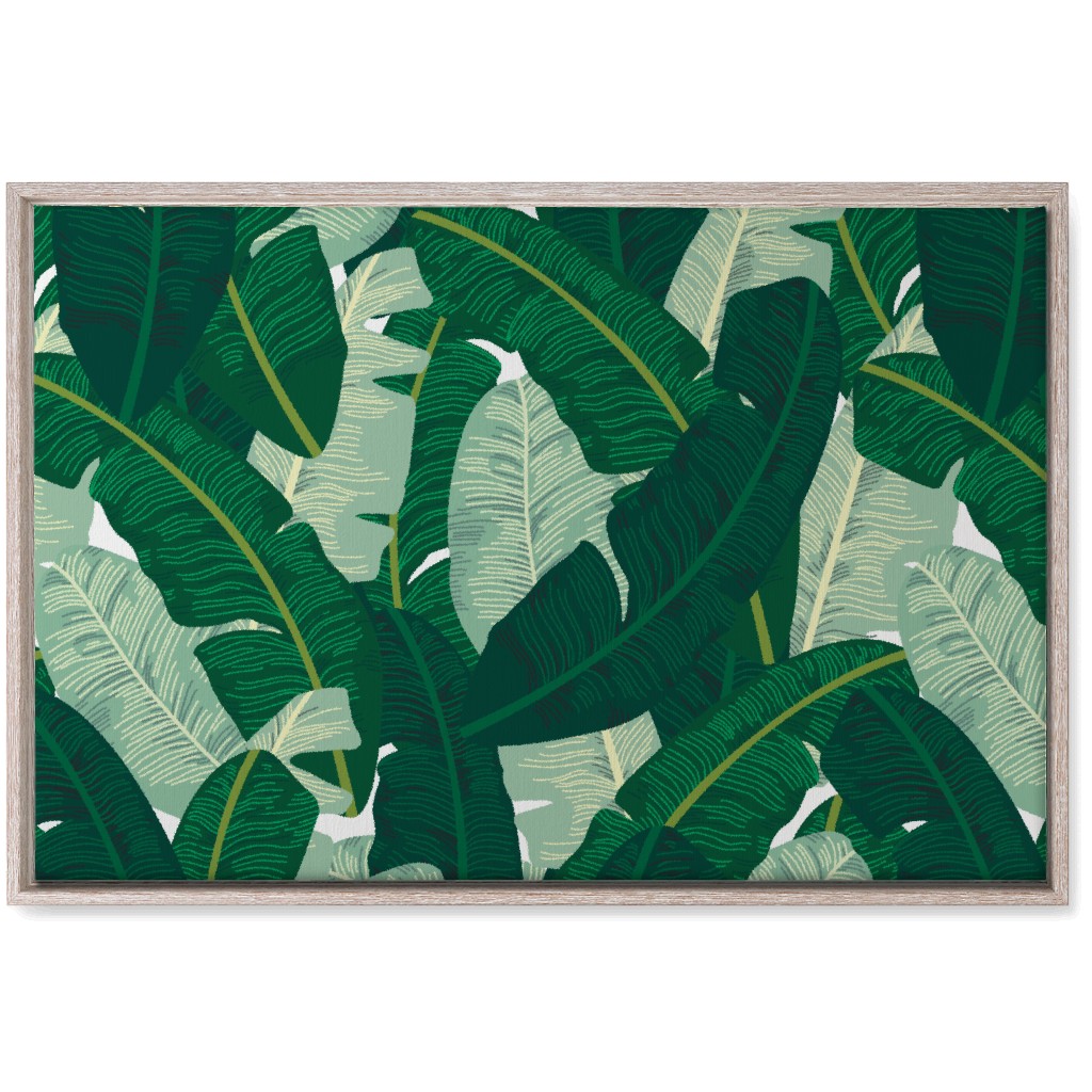 Classic Banana Leaves - Palm Springs Green Wall Art, Rustic, Single piece, Canvas, 20x30, Green