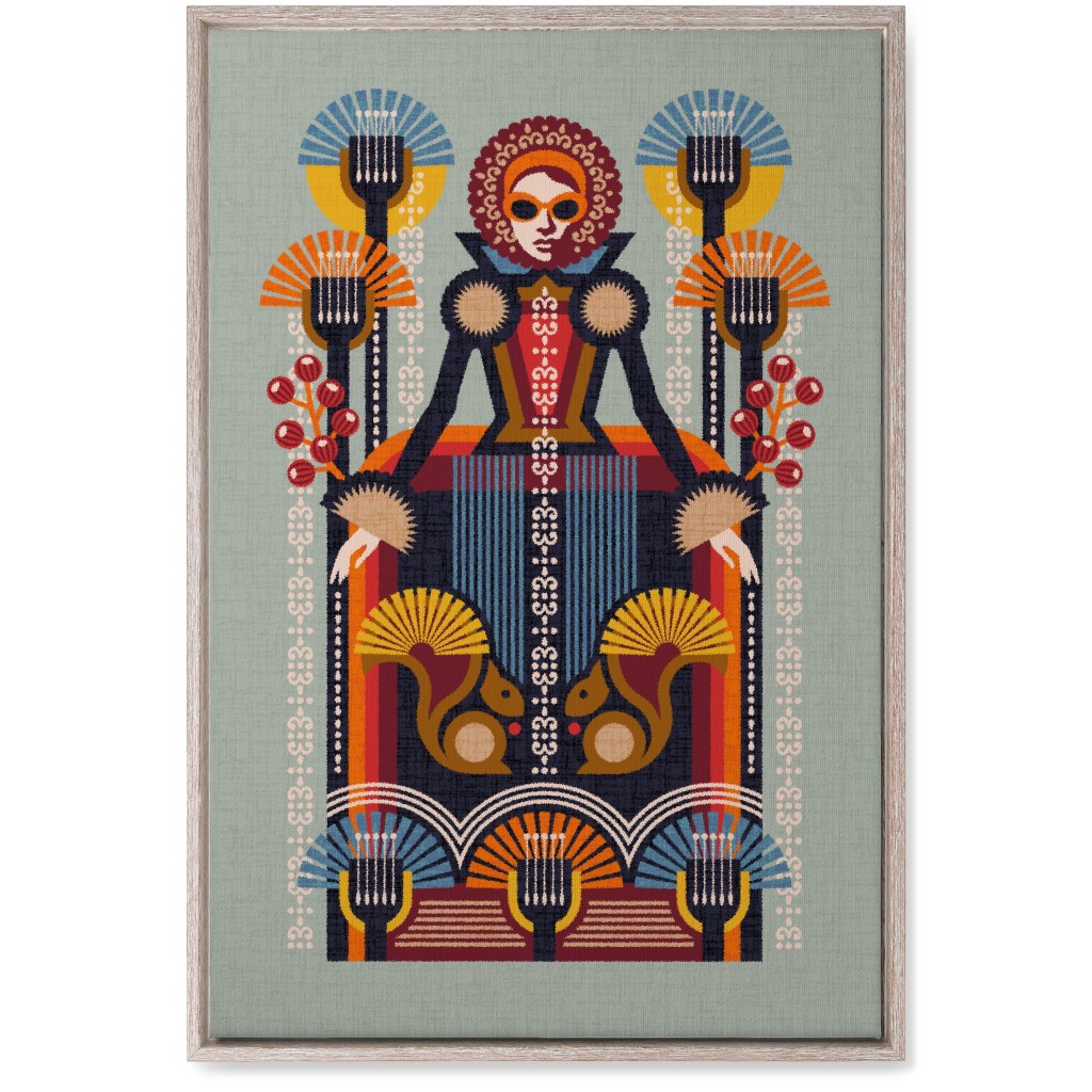 Folk Art Lady - Multi Wall Art, Rustic, Single piece, Canvas, 20x30, Multicolor