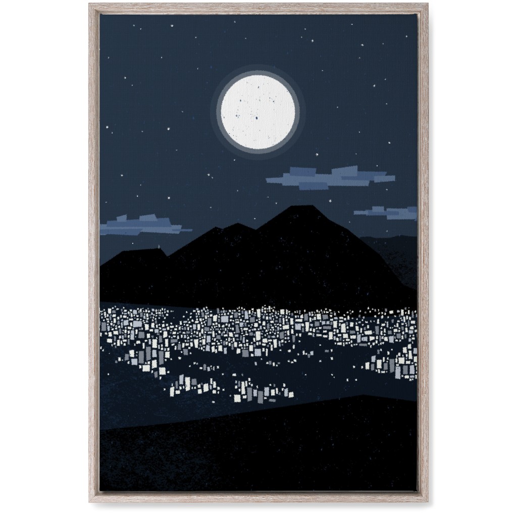 Caracas At Night - Navy Wall Art, Rustic, Single piece, Canvas, 20x30, Blue