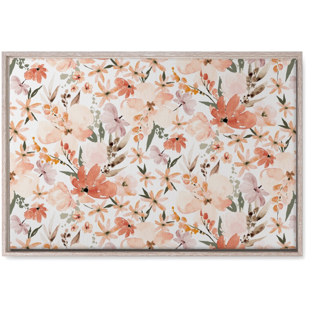Earth Tone Floral Summer in Peach & Apricot Wall Art, Rustic, Single piece, Canvas, 20x30, Pink