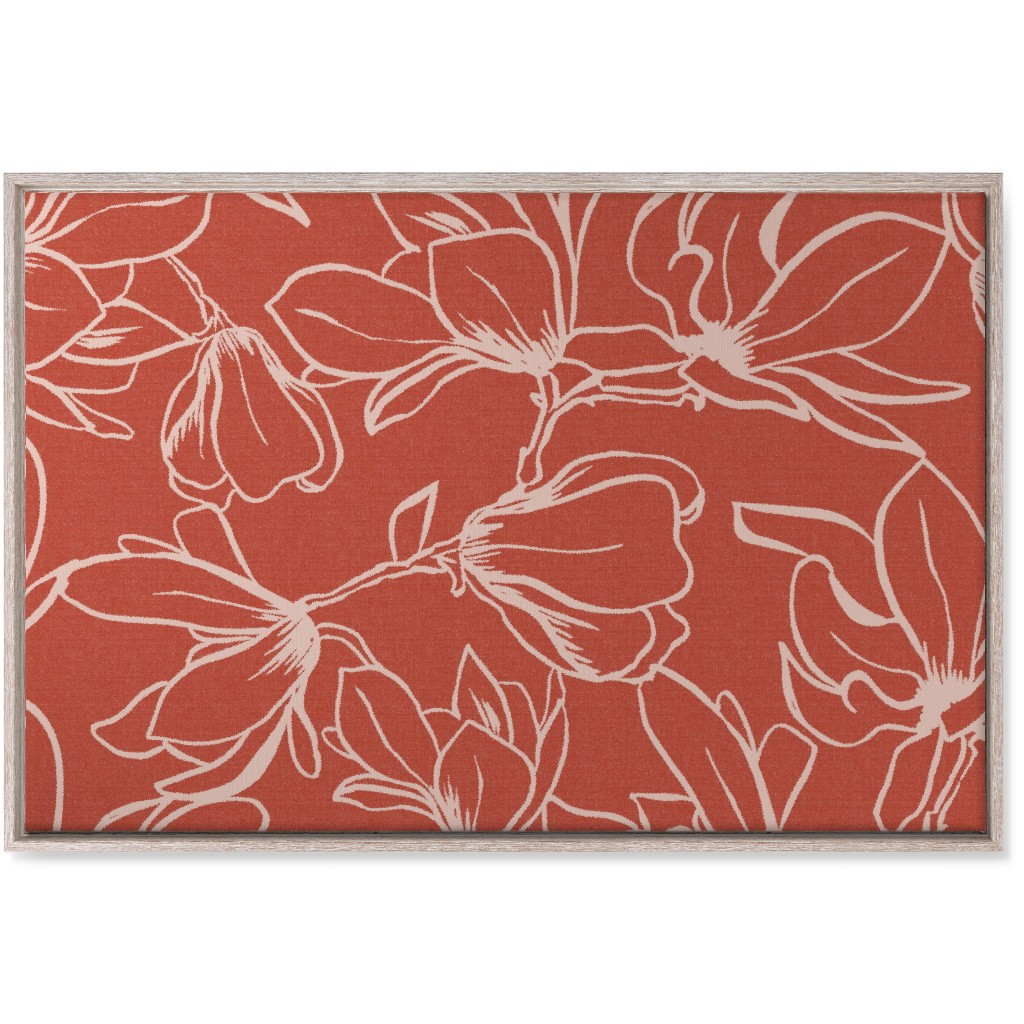 Magnolia Garden Wall Art, Rustic, Single piece, Canvas, 24x36, Red