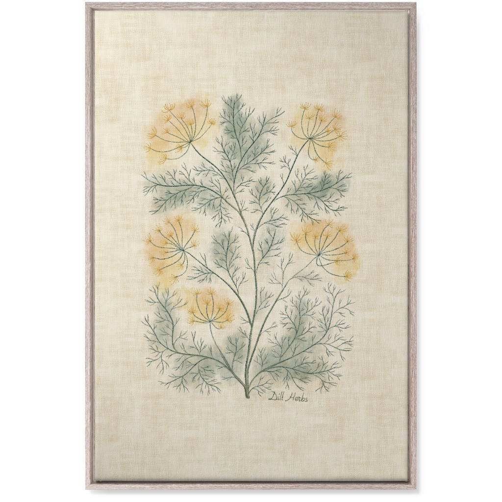 Dill Botanical Illustration Wall Art, Rustic, Single piece, Canvas, 24x36, Beige