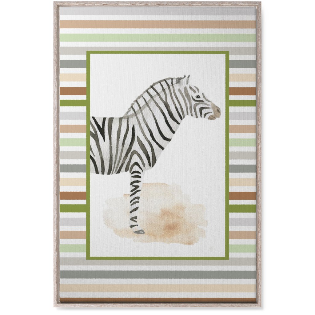 Jungle Safari Animals and Stripes - Zebra Wall Art, Rustic, Single piece, Canvas, 24x36, Multicolor