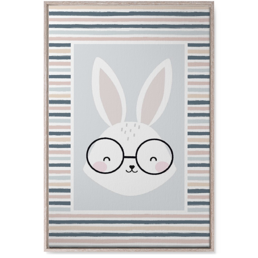 Spring Baby Boy Bunny - Neutral Soft Palette Wall Art, Rustic, Single piece, Canvas, 24x36, Blue