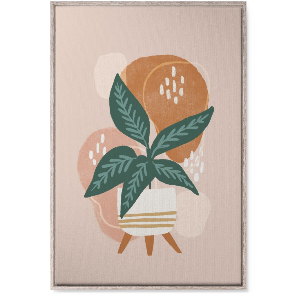 House Plant on Blush Wall Art, Rustic, Single piece, Canvas, 24x36, Pink, Bright Pink