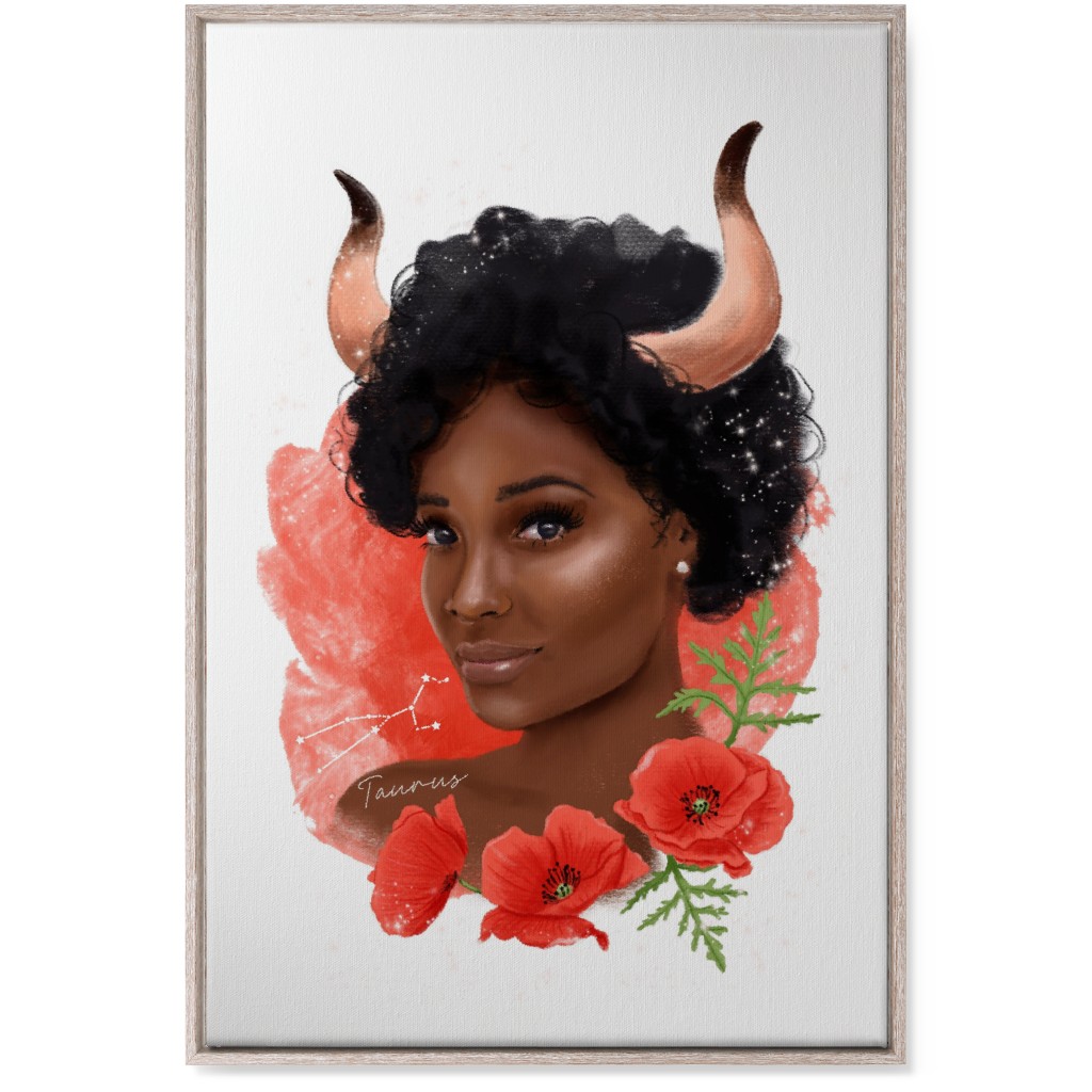 Taurus Zodiac Sign - Multi Wall Art, Rustic, Single piece, Canvas, 24x36, Multicolor