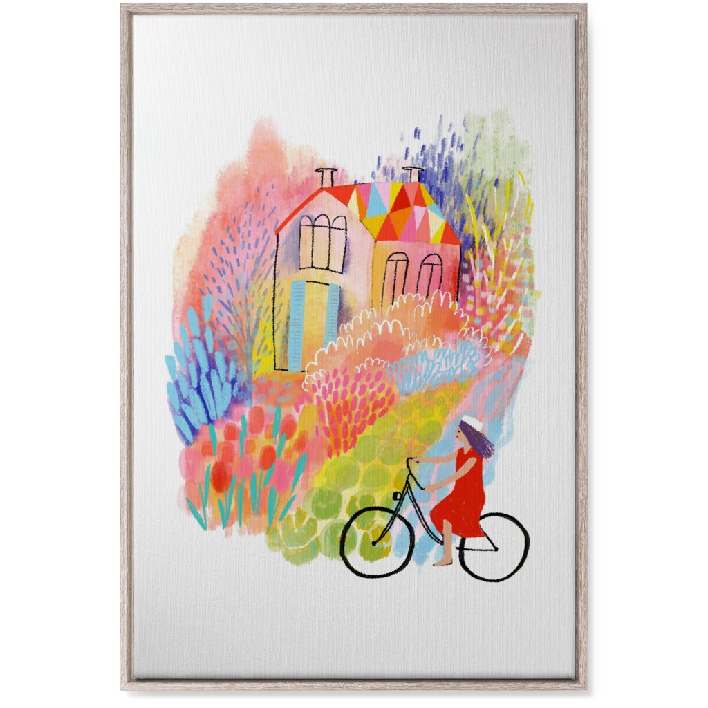 Cycling Through Spring Gardens - Multi Wall Art, Rustic, Single piece, Canvas, 24x36, Multicolor