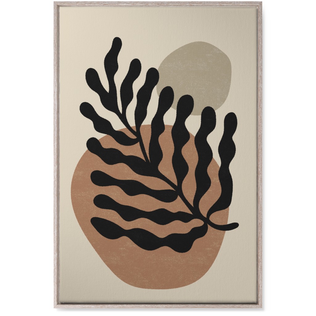 Abstract Leaf - Neutral Wall Art, Rustic, Single piece, Canvas, 24x36, Beige, Pearl