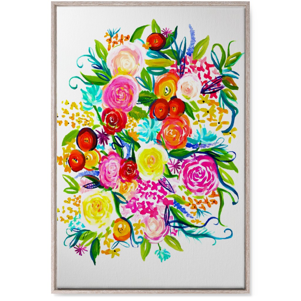 Summer Floral Acrylic Floral - Neon Wall Art, Rustic, Single piece, Canvas, 24x36, Multicolor