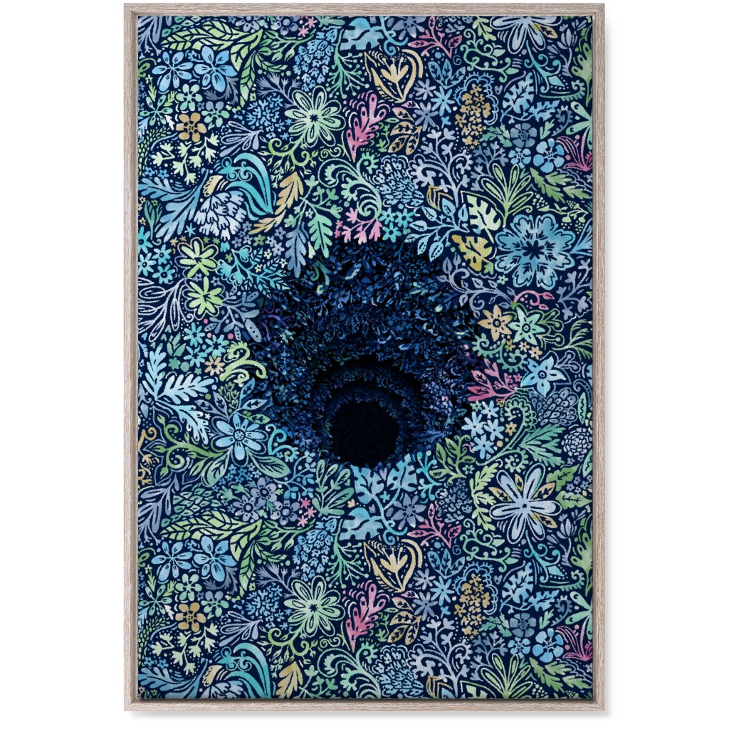 Deep Down Colorful Floral Abstract Wall Art, Rustic, Single piece, Canvas, 24x36, Blue, Oasis