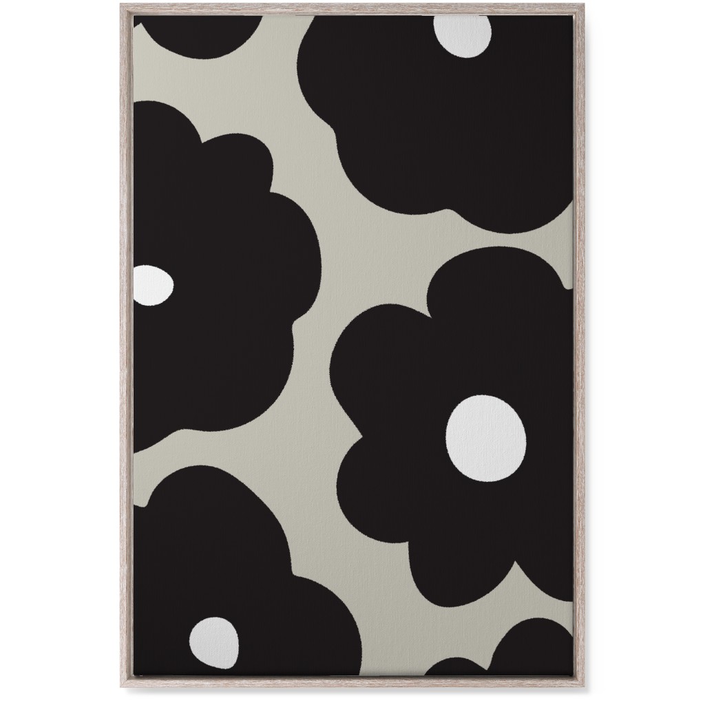 Mod Chubby Floral - Black and Tan Wall Art, Rustic, Single piece, Canvas, 24x36, Black, Black