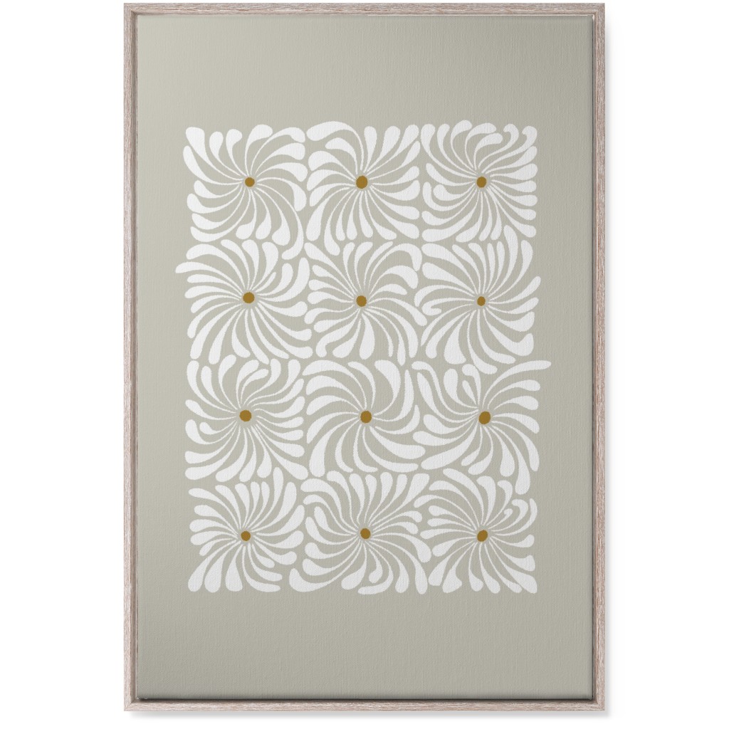 Mod Daisy Grid Wall Art, Rustic, Single piece, Canvas, 24x36, Gray