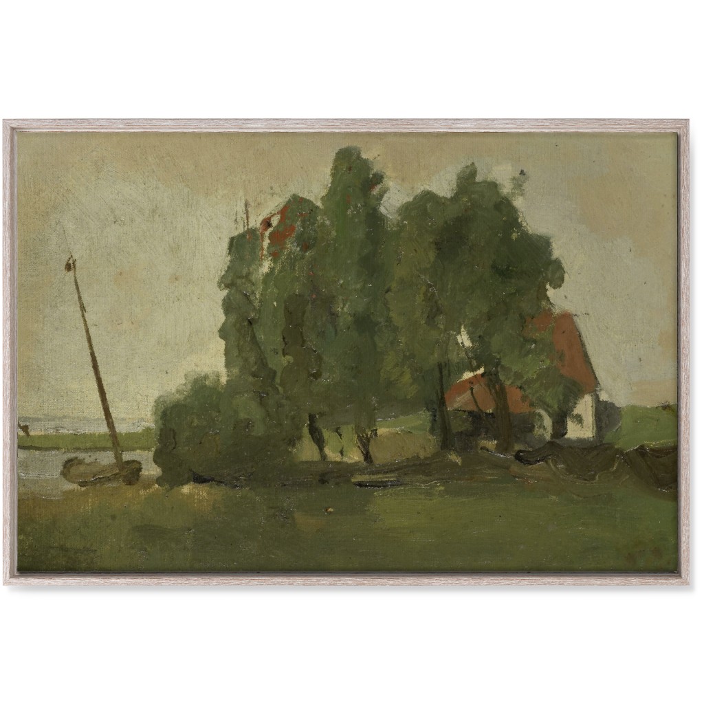 Lakeside Cottage Wall Art, Rustic, Single piece, Canvas, 24x36, Green, Classic Green