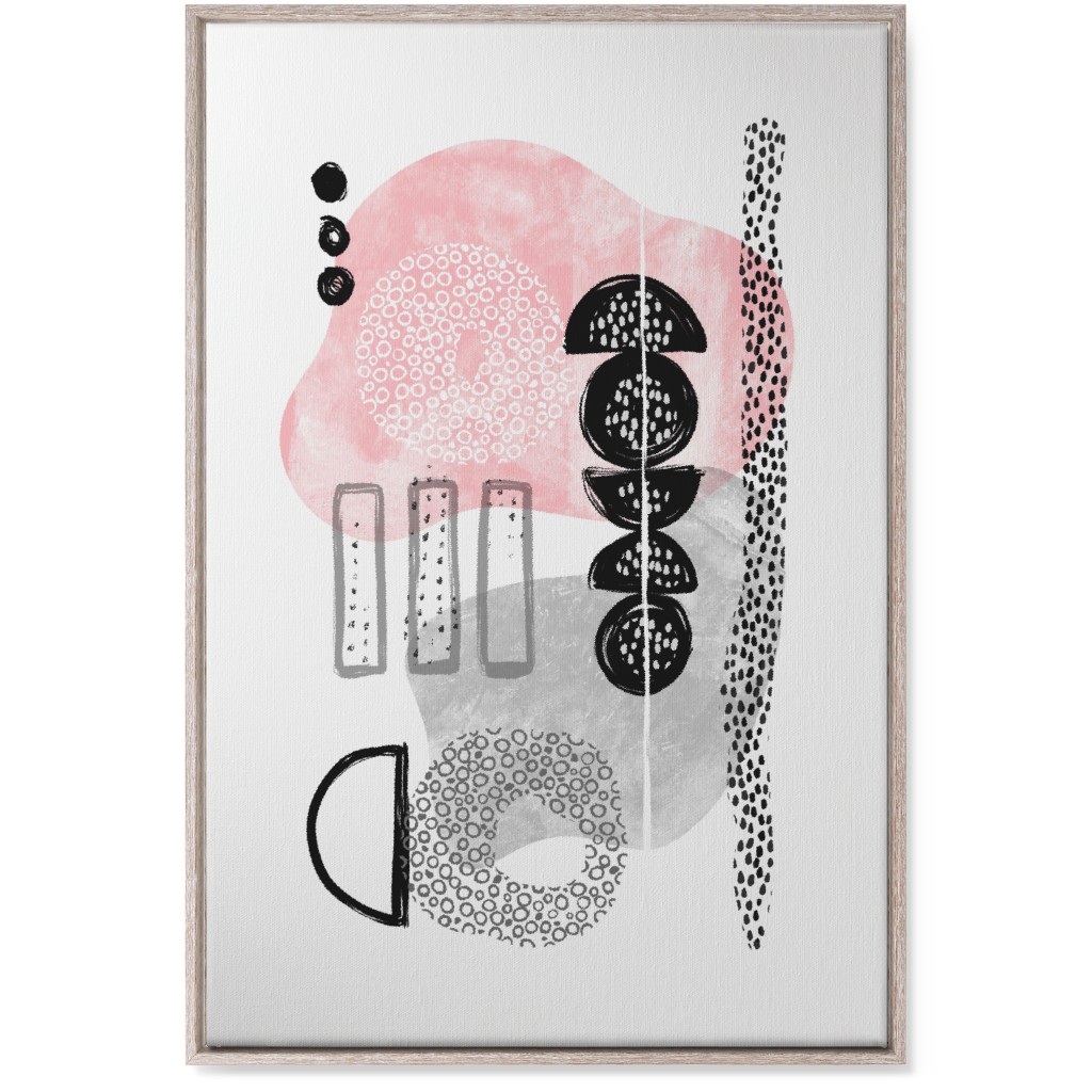 Feminene Abstract - Gray and Pink Wall Art, Rustic, Single piece, Canvas, 24x36, Pink, Bright Pink