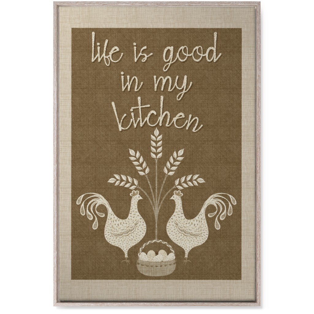 in My Kitchen Vintage Chickens - Brown Wall Art, Rustic, Single piece, Canvas, 24x36, Brown, Brown