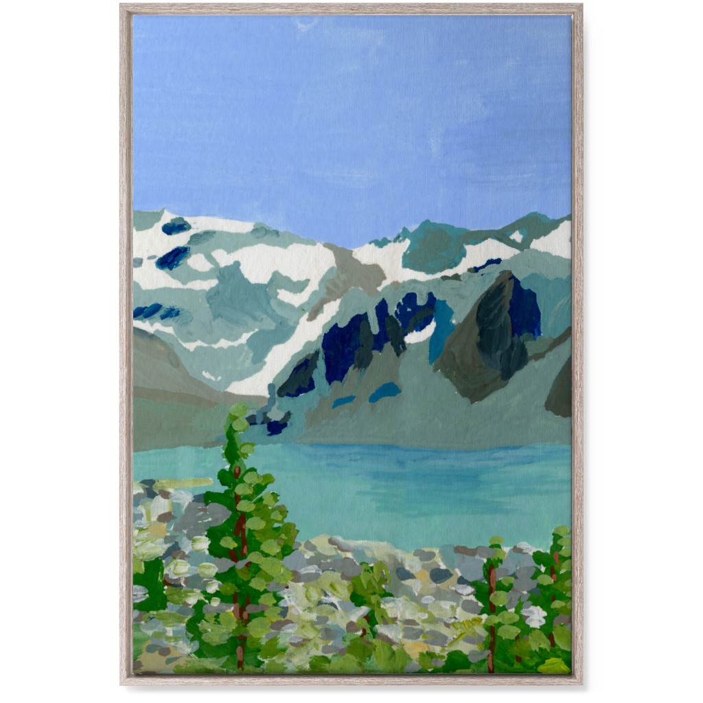 Wedgemount Lake Painting Wall Art, Rustic, Single piece, Canvas, 24x36, Blue