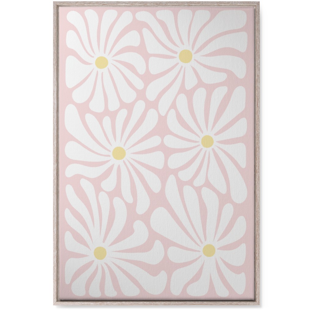Retro Daisies Wall Art, Rustic, Single piece, Canvas, 24x36, Pink