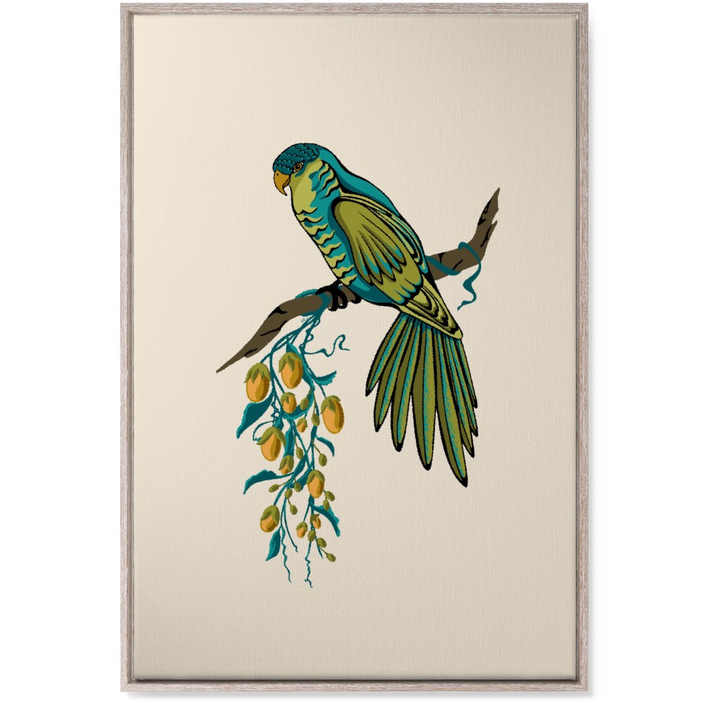 Bird Perched on Branch - Multi Wall Art, Rustic, Single piece, Canvas, 24x36, Beige, Pearl