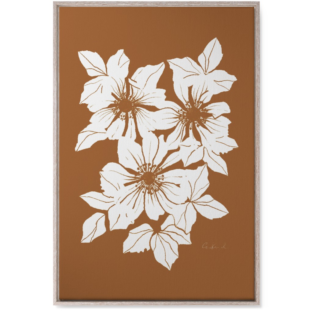 Botanical Big Anemones Wall Art, Rustic, Single piece, Canvas, 24x36, Orange