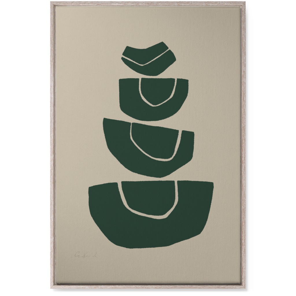 Geometric Stack Abstract Wall Art, Rustic, Single piece, Canvas, 24x36, Green