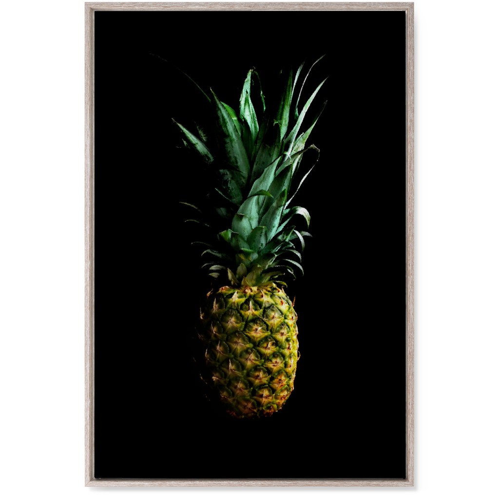 Pineapple - Yellow on Black Wall Art, Rustic, Single piece, Canvas, 24x36, Black, Black