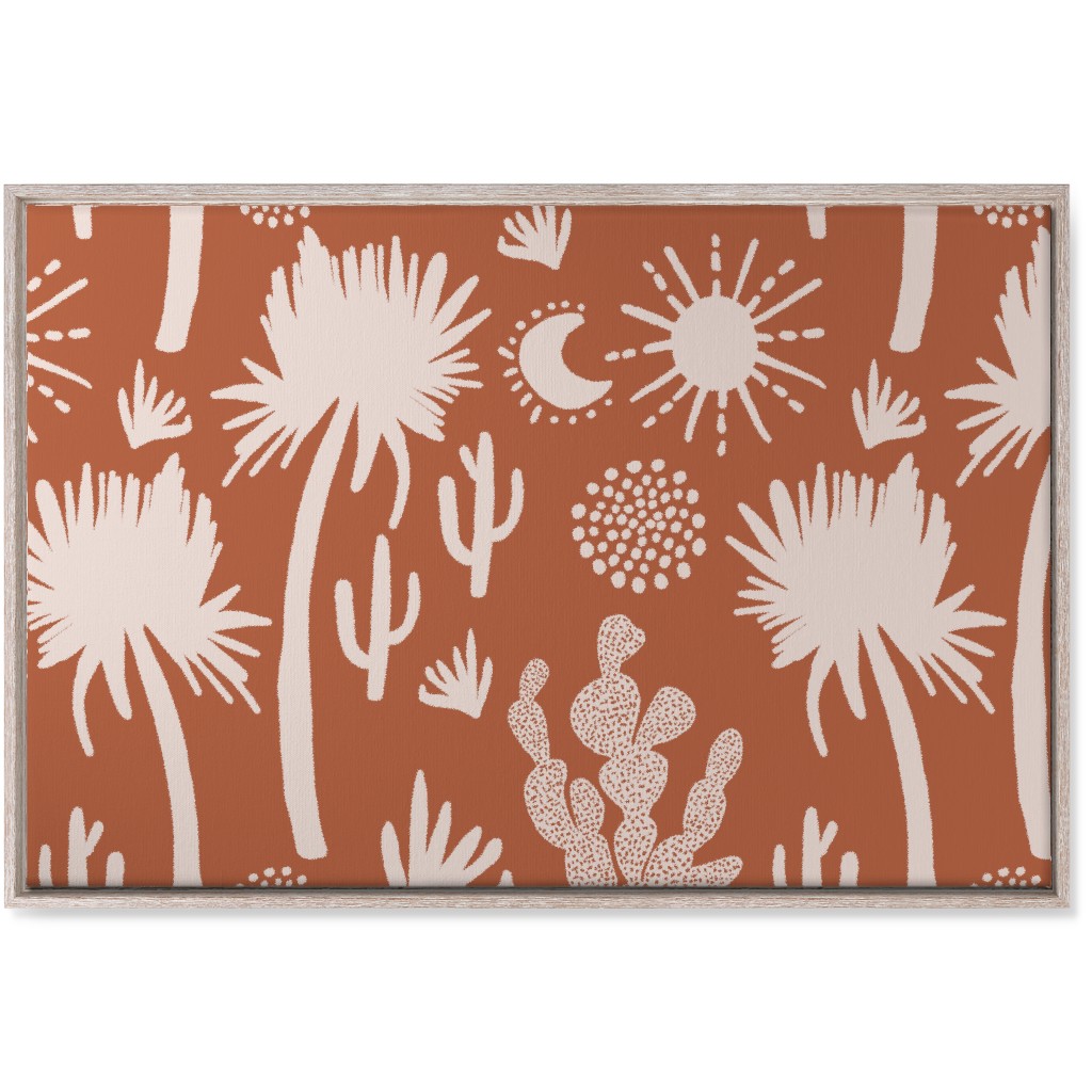 Boho Cactus and Palm Trees - Terracotta Wall Art, Rustic, Single piece, Canvas, 24x36, Orange