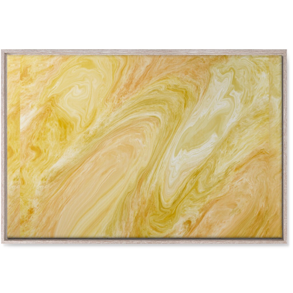 Abstract Acrylic Pour - Yellow Wall Art, Rustic, Single piece, Canvas, 24x36, Yellow