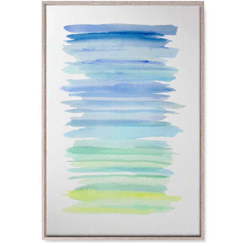Watercolor Ocean Seashore Wall Art, Rustic, Single piece, Canvas, 24x36, Blue