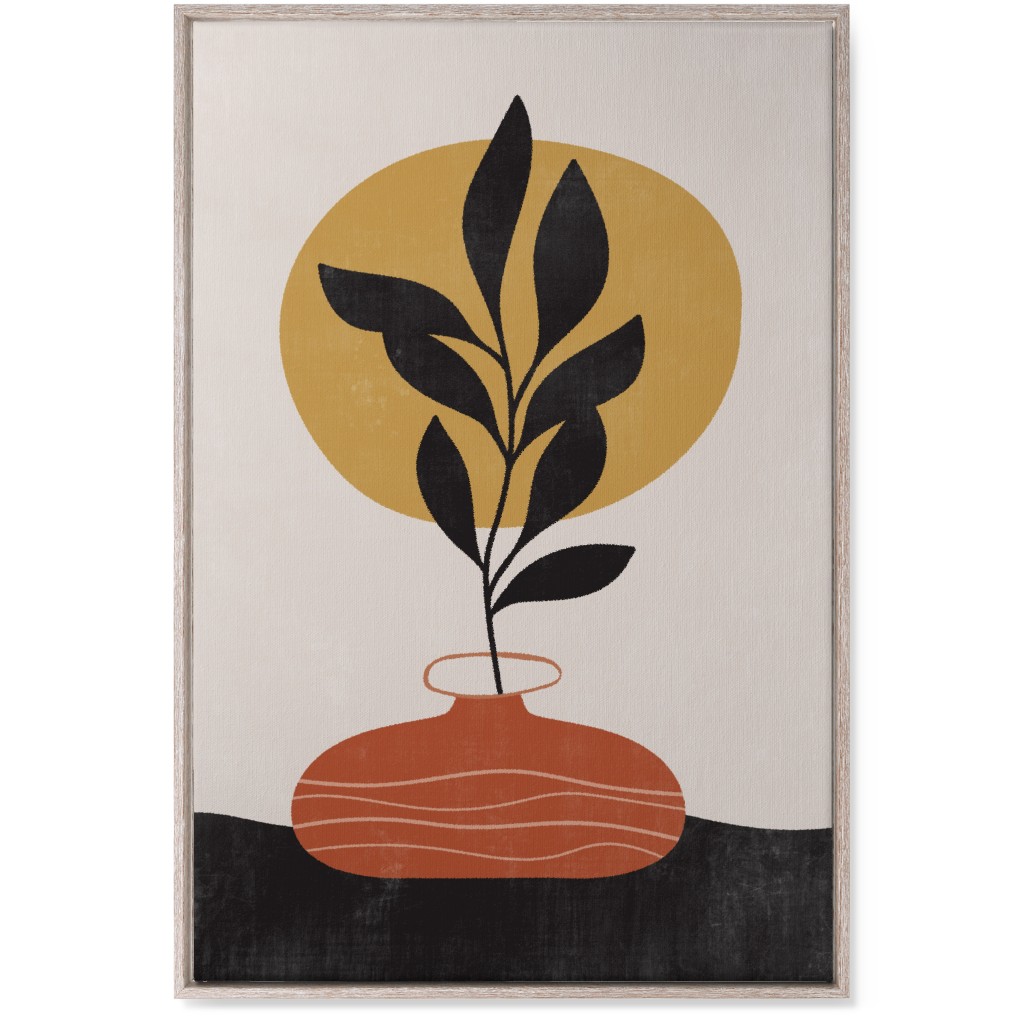 Earthen Vase - Terracotta Wall Art, Rustic, Single piece, Canvas, 24x36, Orange, Orange