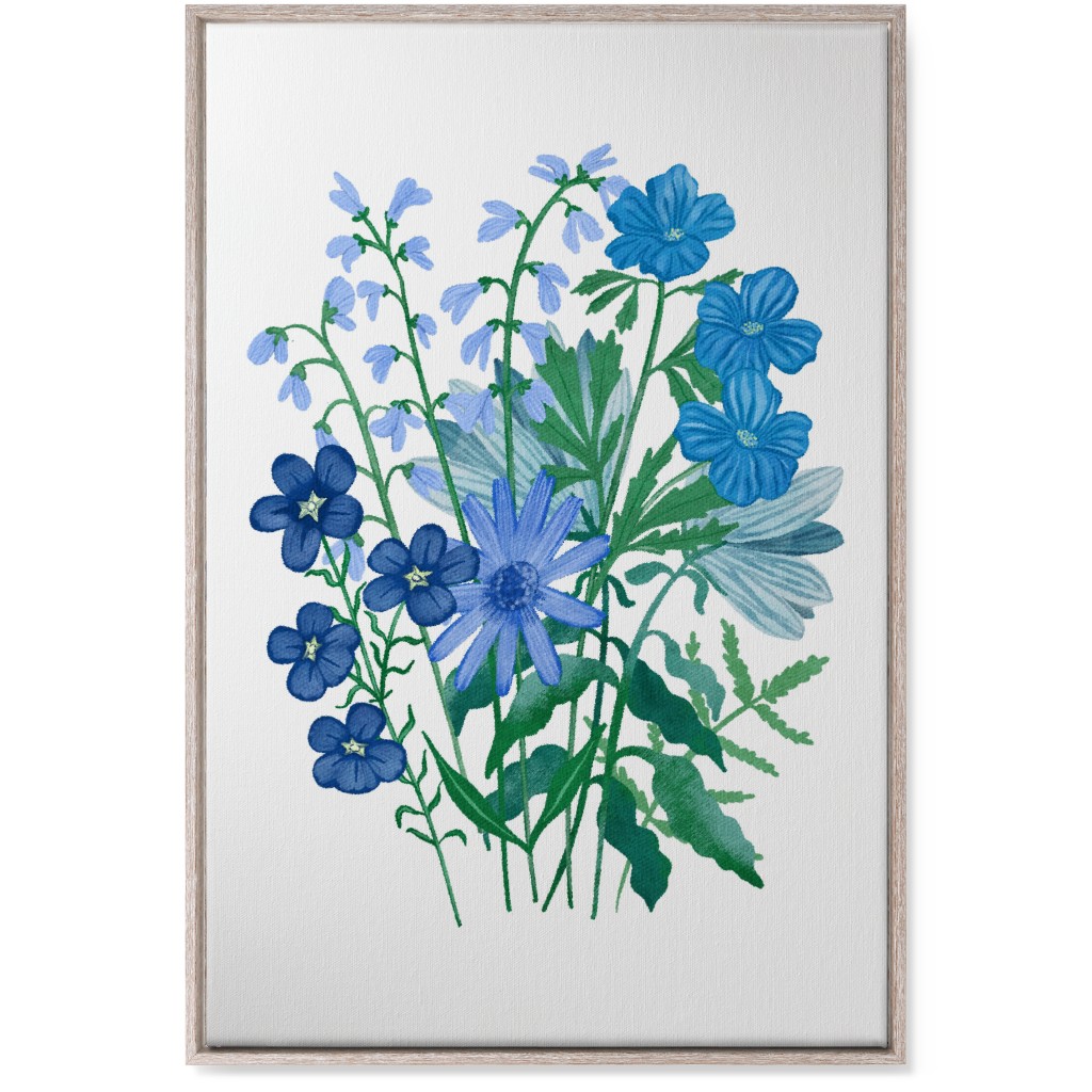 Bouquet of Flowers - Blue Wall Art, Rustic, Single piece, Canvas, 24x36, Blue