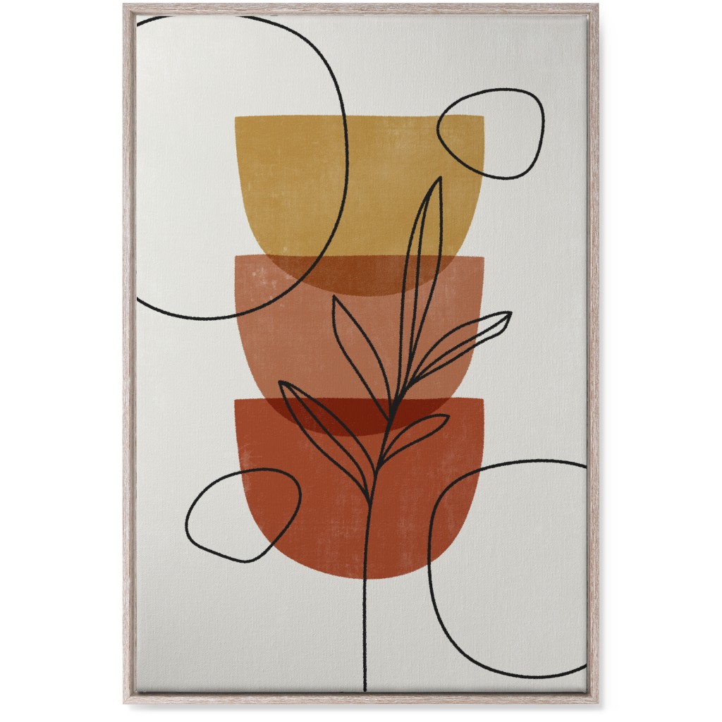 Abstract Leaf Stack - Terracotta and Ivory Wall Art, Rustic, Single piece, Canvas, 24x36, Brown, Brown