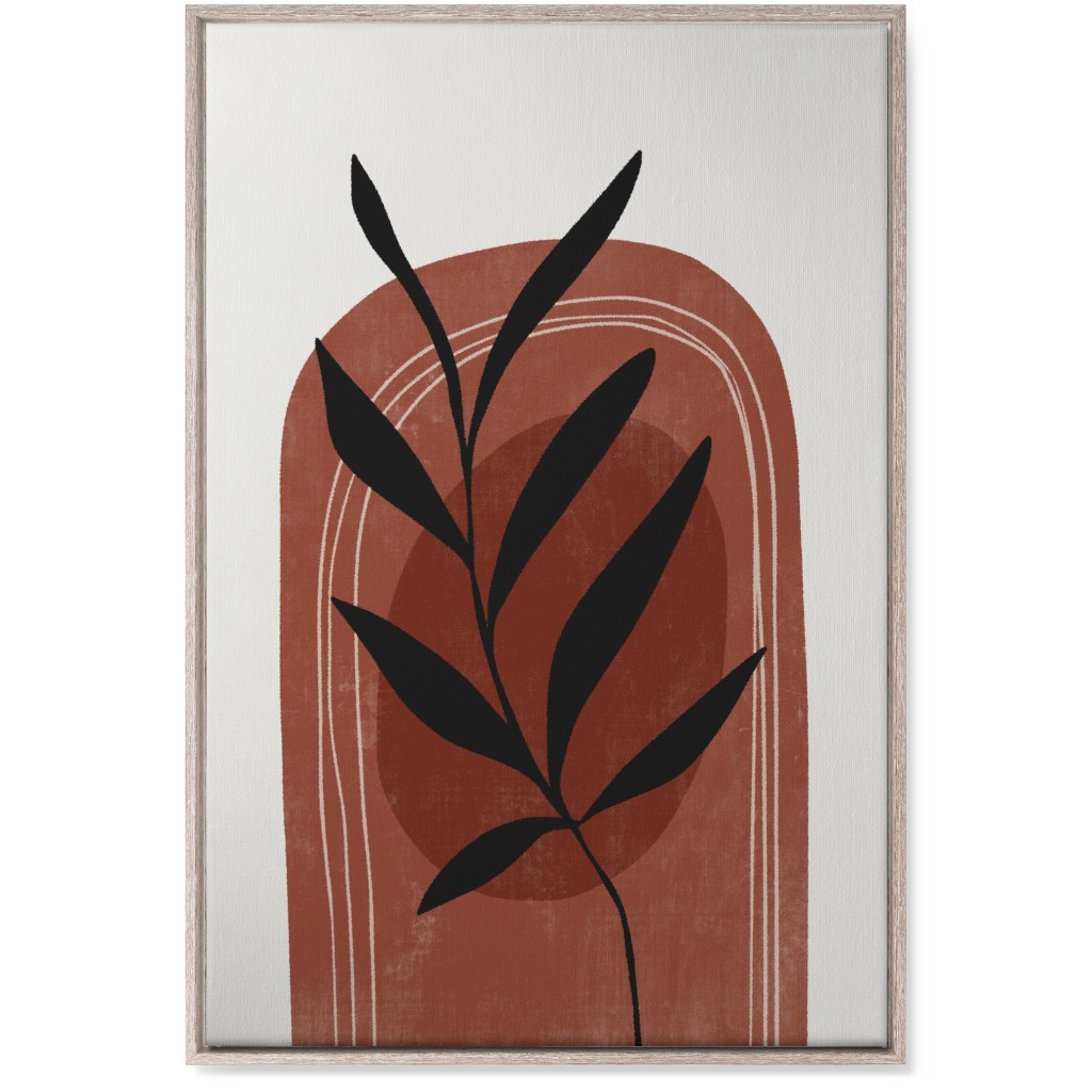 Abstract Leaf Sunrise - Terracotta and Ivory Wall Art, Rustic, Single piece, Canvas, 24x36, Brown