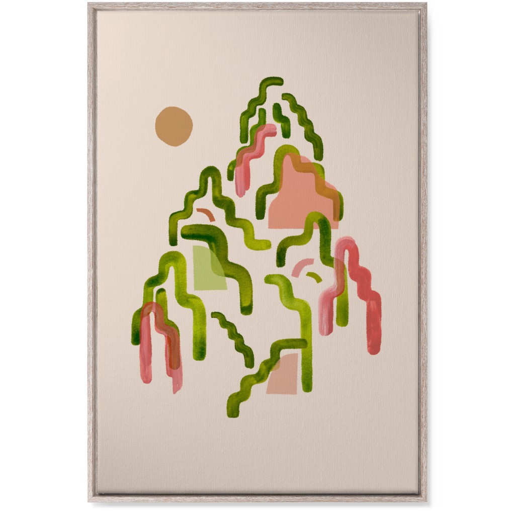 Forest Watercolor - Green and Pink Wall Art, Rustic, Single piece, Canvas, 24x36, Multicolor