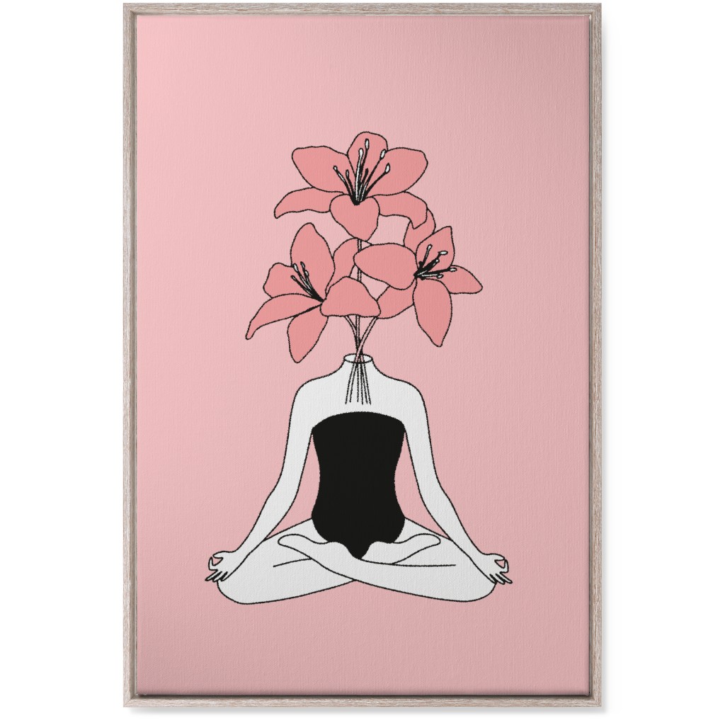 Feminine Yoga - Pink Wall Art, Rustic, Single piece, Canvas, 24x36, Pink