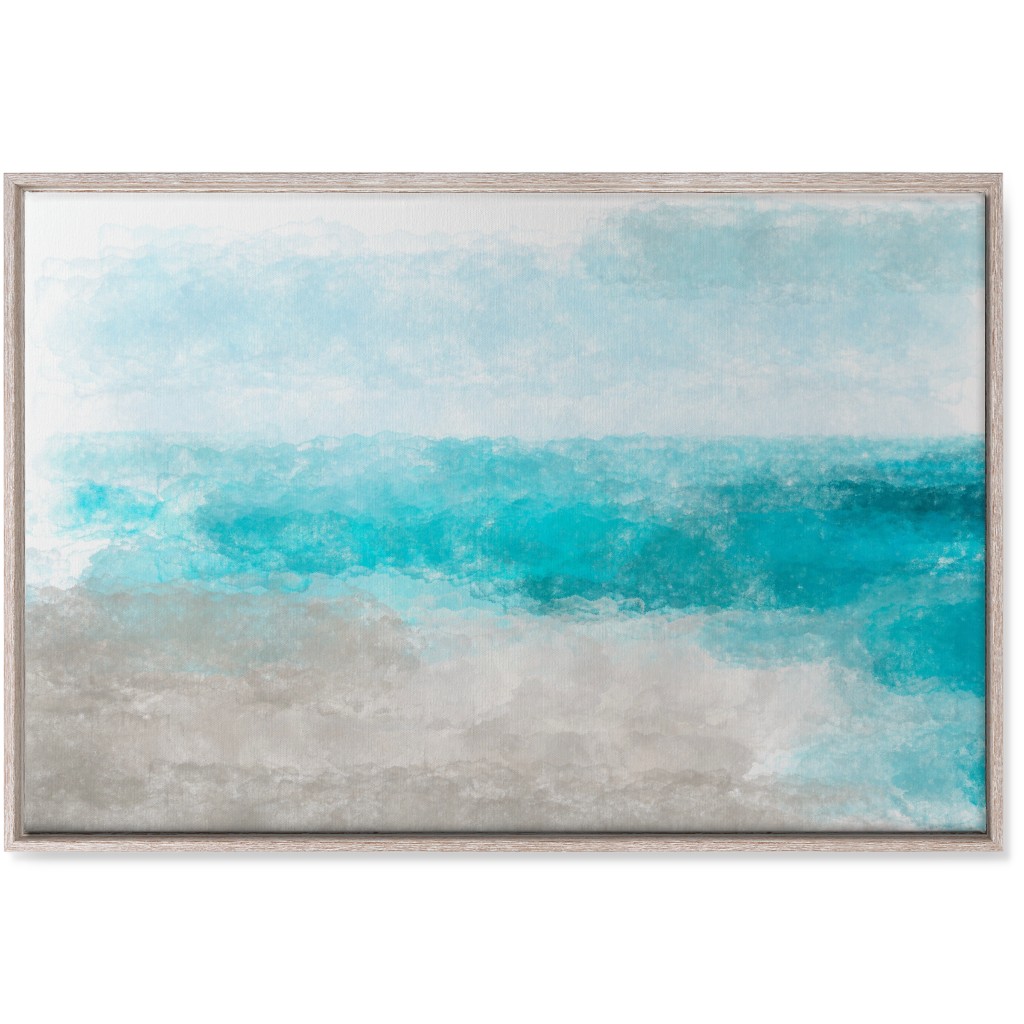 Beach Painting - Blue and Tan Wall Art, Rustic, Single piece, Canvas, 24x36, Blue