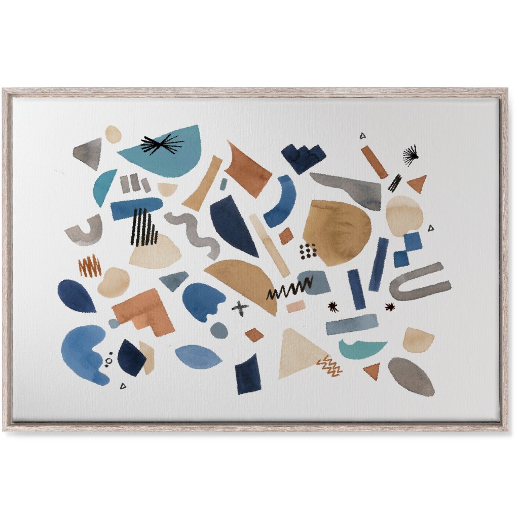 Geometric Abstract Pieces - Blue Wall Art, Rustic, Single piece, Canvas, 24x36, Multicolor