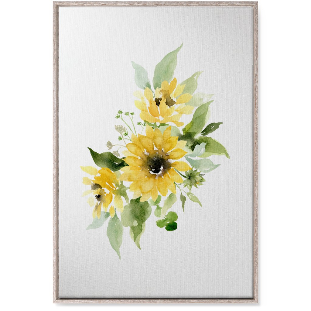 Sunflowers Watercolor - Yellow Wall Art, Rustic, Single piece, Canvas, 24x36, Yellow