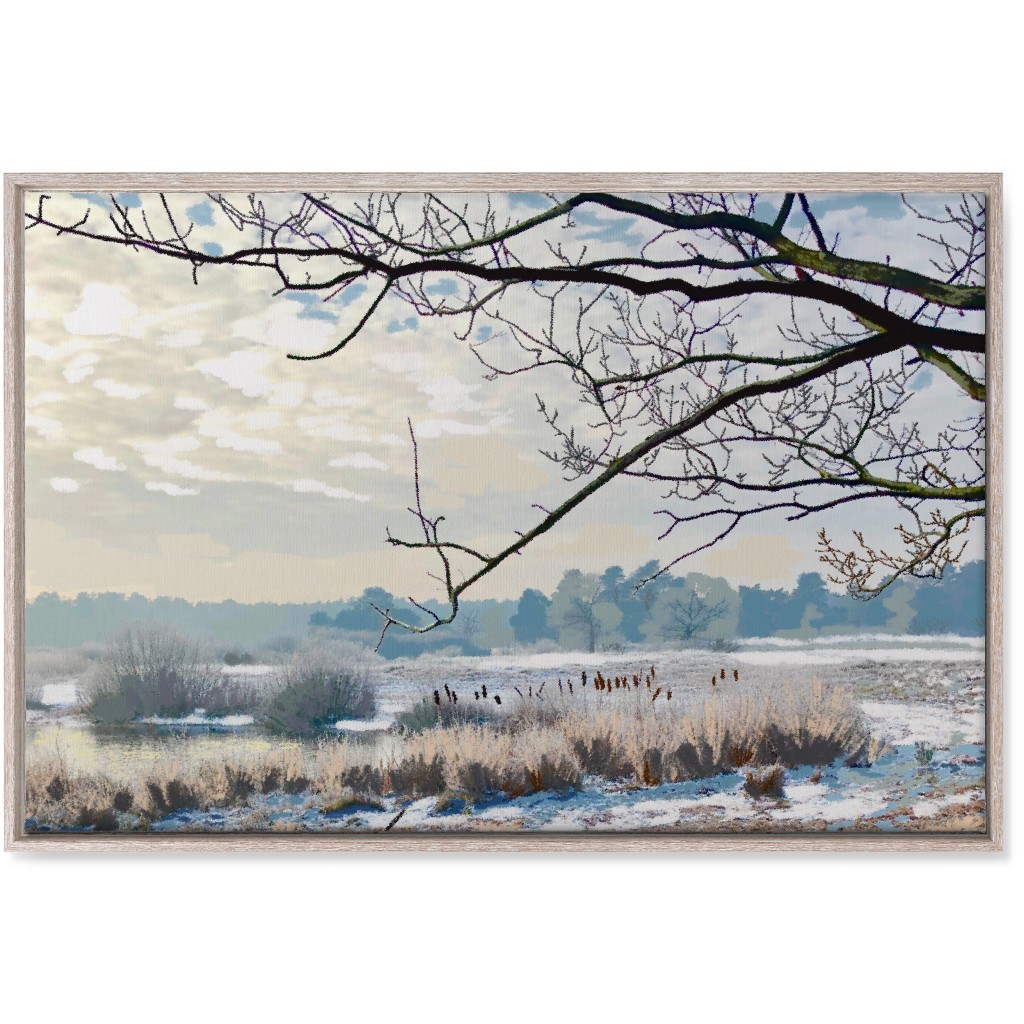 Winter Marsh With Trees Wall Art, Rustic, Single piece, Canvas, 24x36, Blue