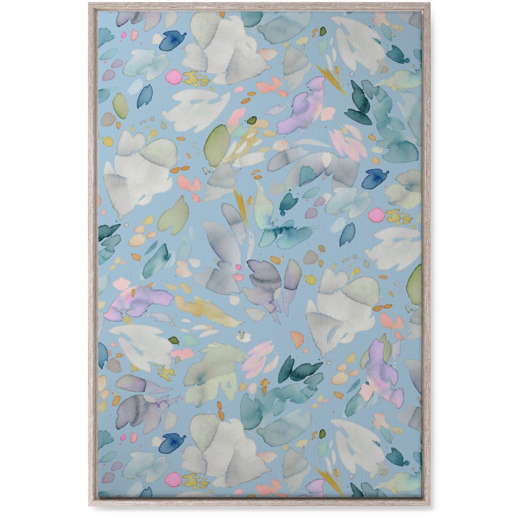Abstract Petal Flowering Wall Art, Rustic, Single piece, Canvas, 24x36, Blue