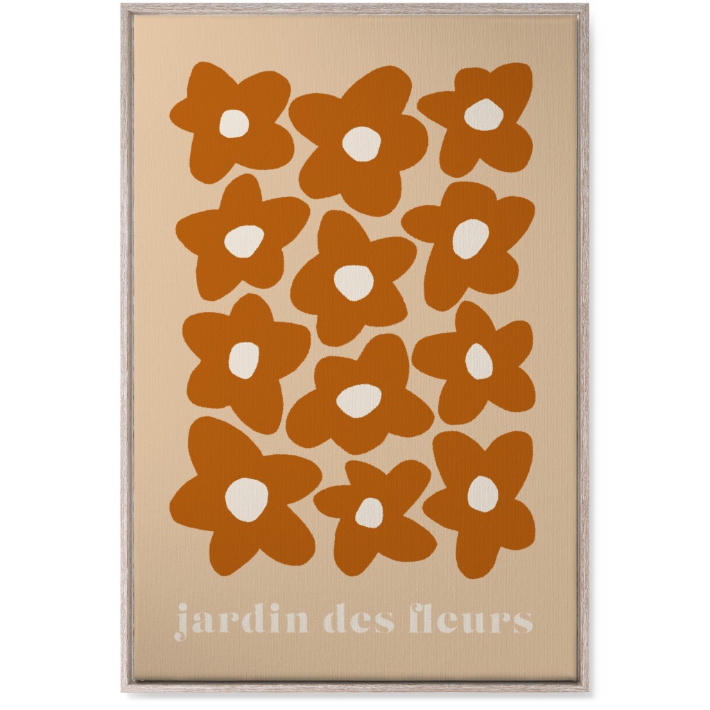 Botanical Graphic Retro Flower Garden Wall Art, Rustic, Single piece, Canvas, 24x36, Orange, Earth