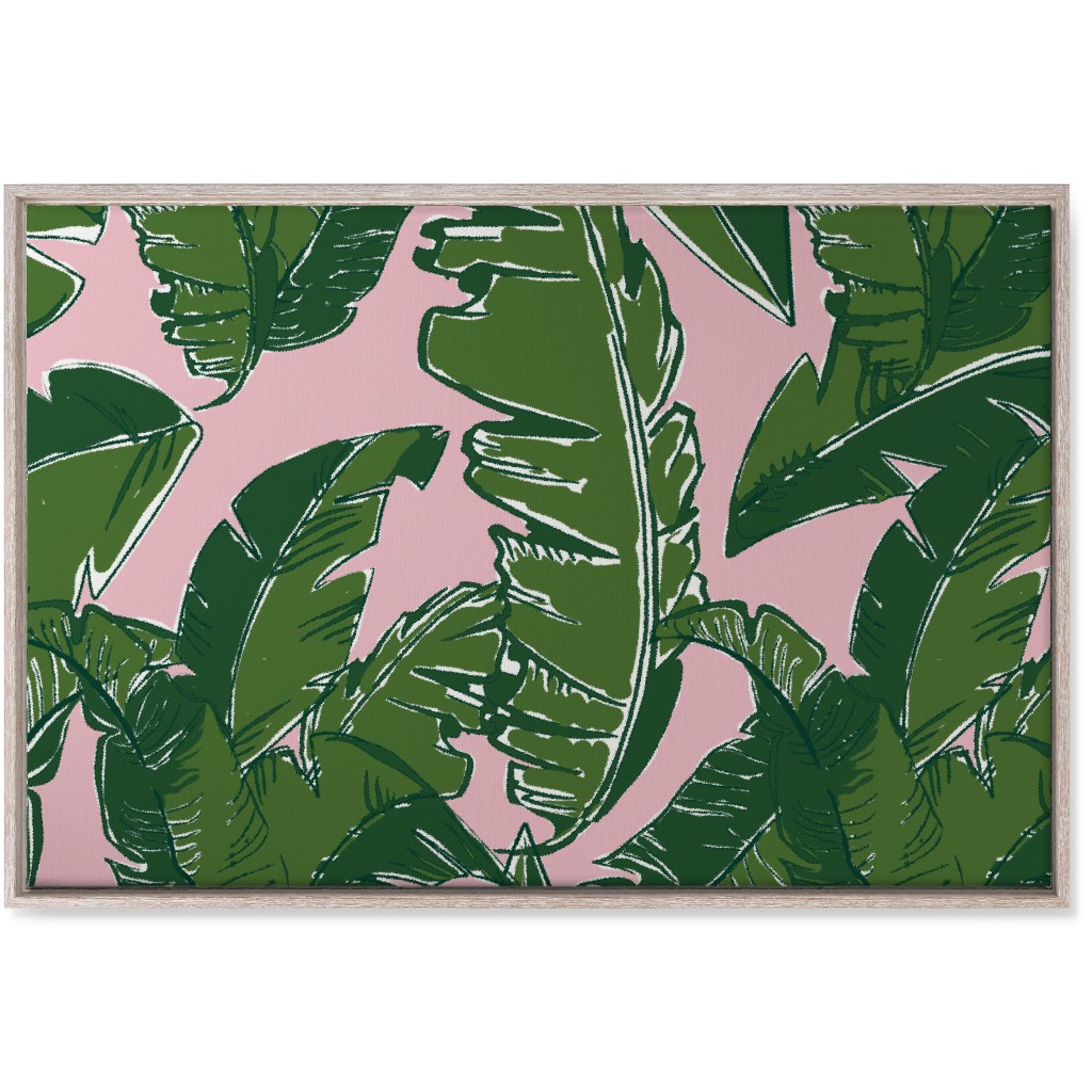 Leaves Baninque in Pink Conch Wall Art, Rustic, Single piece, Canvas, 24x36, Green