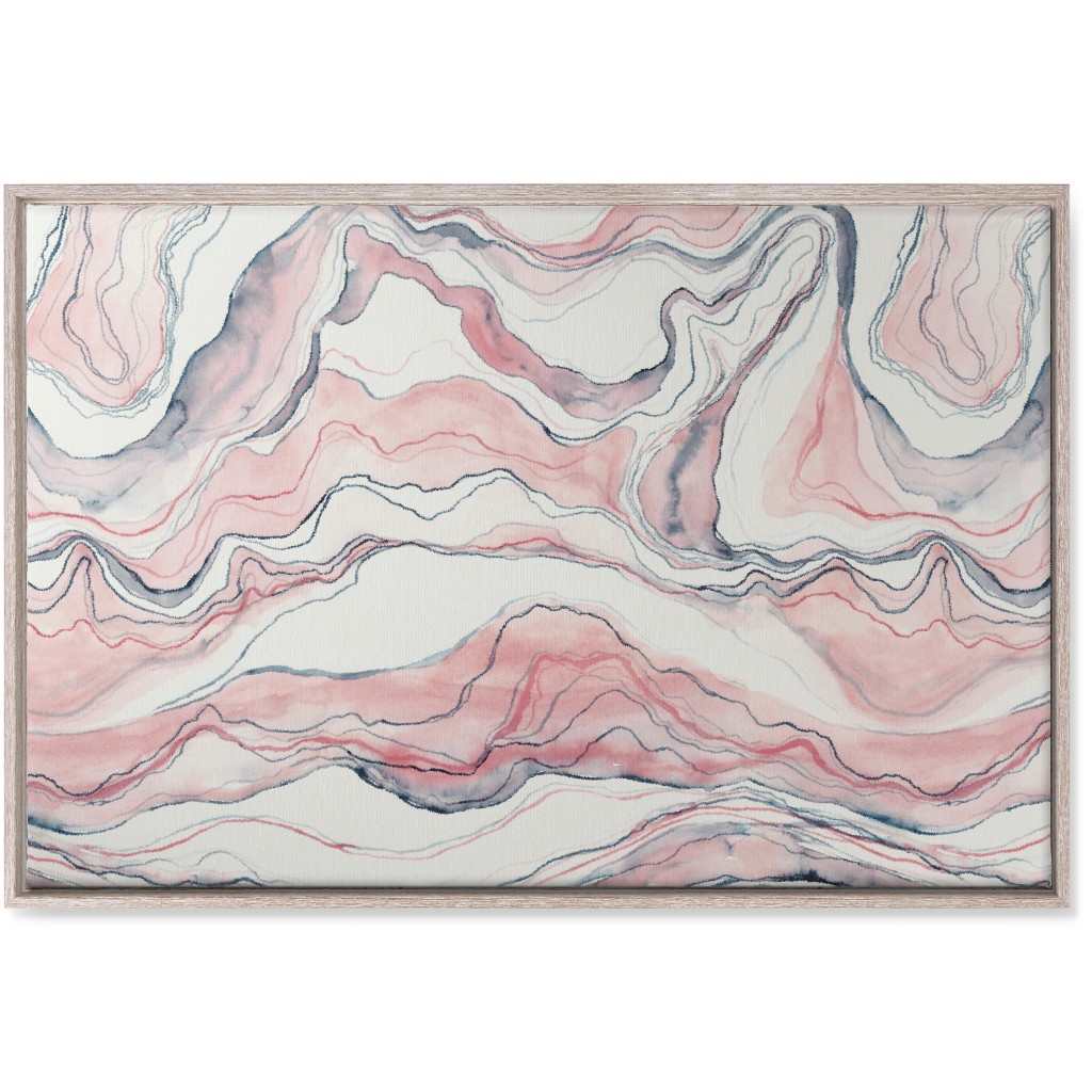 Watercolor Marble Wall Art, Rustic, Single piece, Canvas, 24x36, Pink
