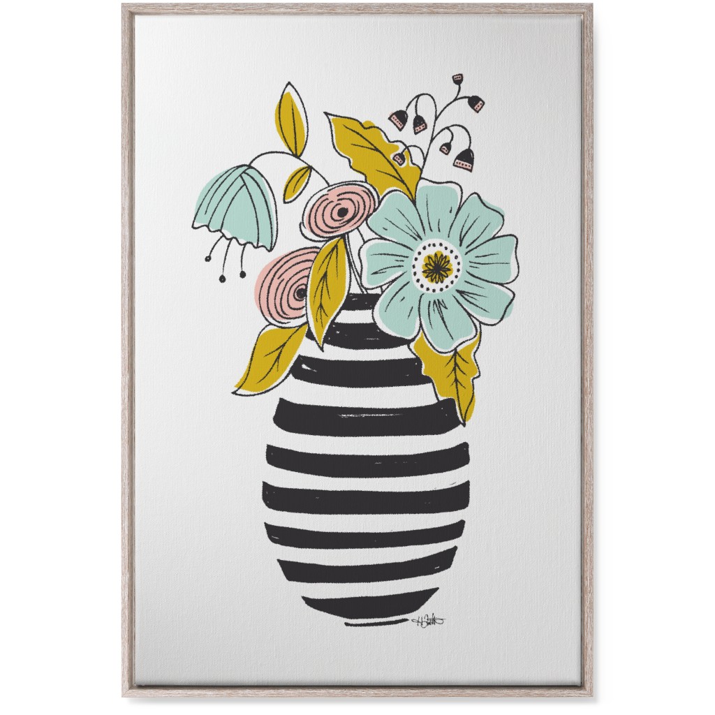 Summer Floral Vase Wall Art, Rustic, Single piece, Canvas, 24x36, Multicolor