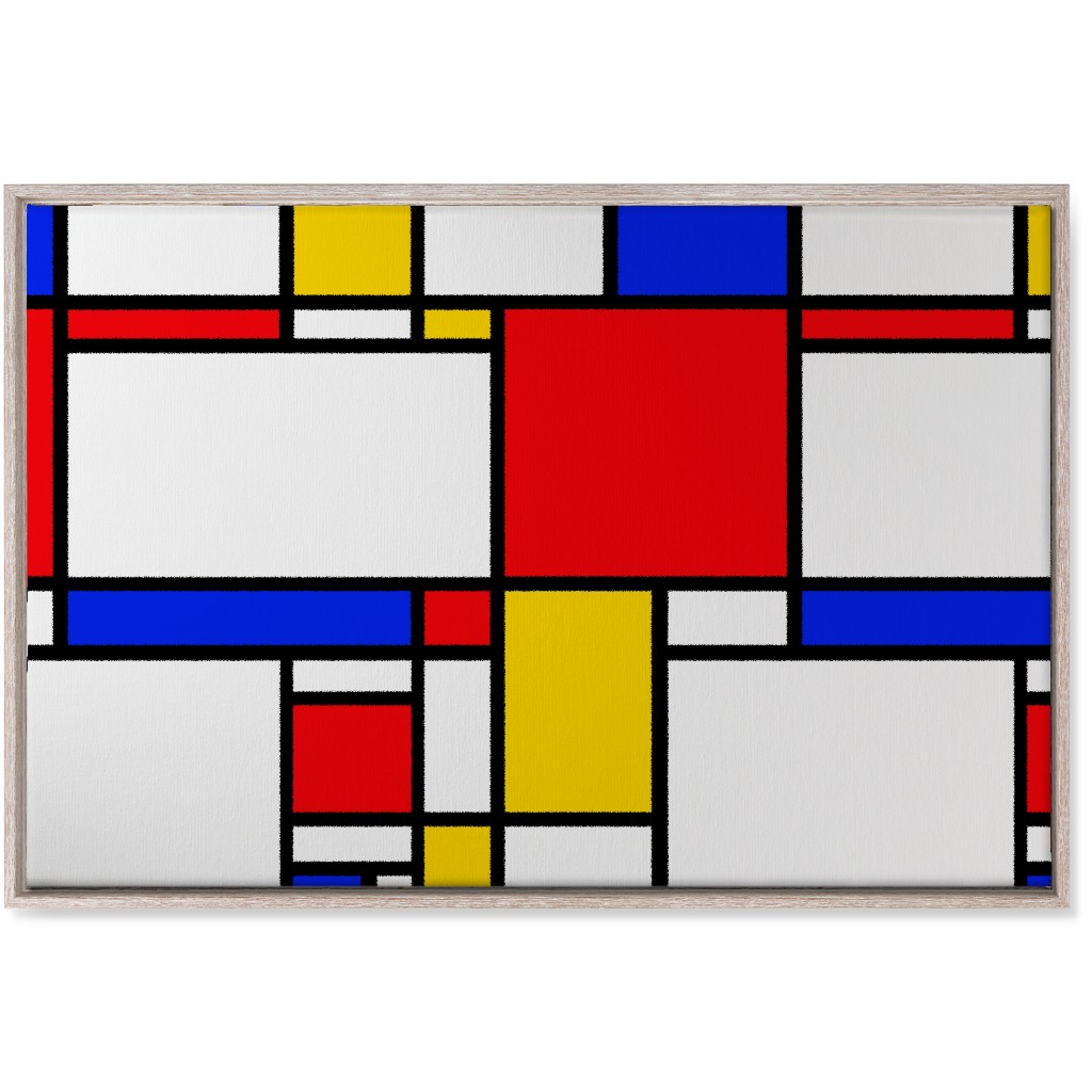 Mondrian Wall Art, Rustic, Single piece, Canvas, 24x36, Multicolor