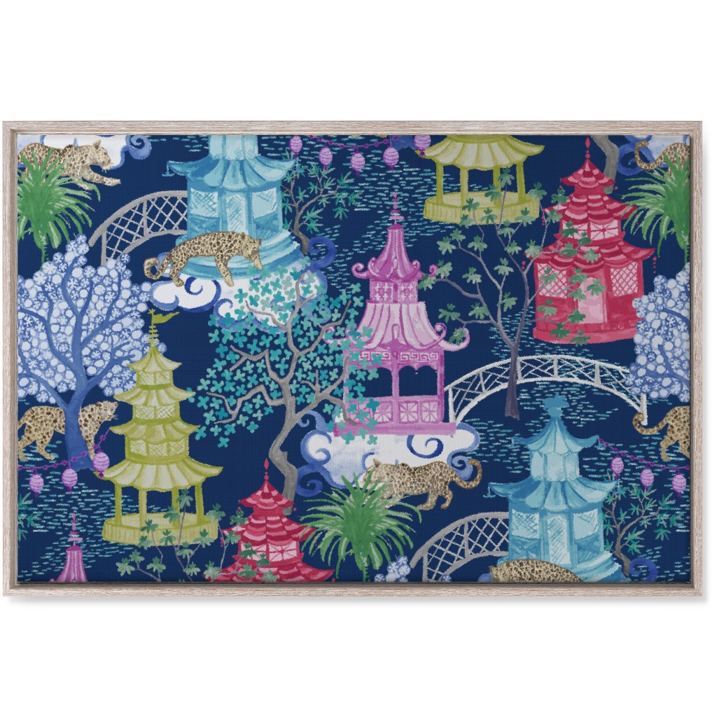 Leopard Pagoda Scenic - Dark Wall Art, Rustic, Single piece, Canvas, 24x36, Multicolor