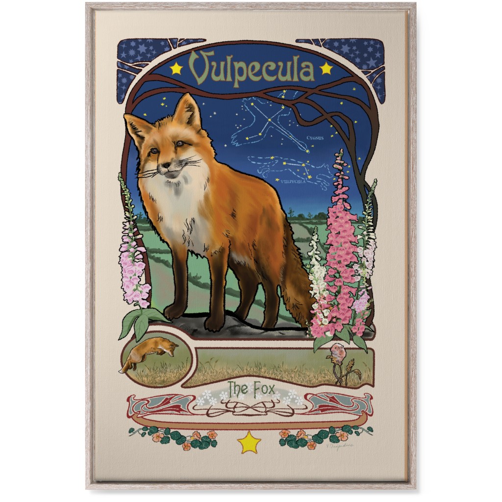 Vulpecula the Fox Wall Art, Rustic, Single piece, Canvas, 24x36, Multicolor